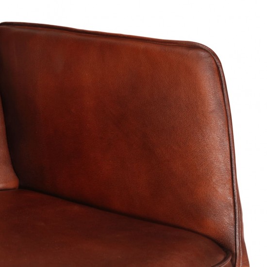 Supama kėdė su pakoja, rudos spalvos, tikra oda