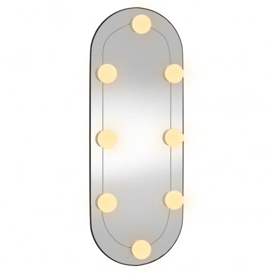 Sieninis veidrodis su LED lemputėmis, 20x50cm, stiklas