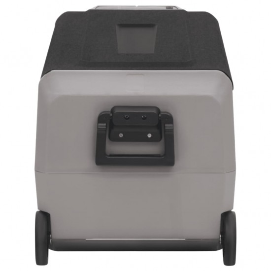 Šaltdėžė su ratukais ir adapteriu, juoda ir pilka, 50l, PP/PE