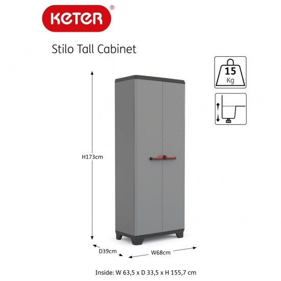 Keter Spintelė su lentynomis Stilo, pilkos ir juodos spalvos, 173cm