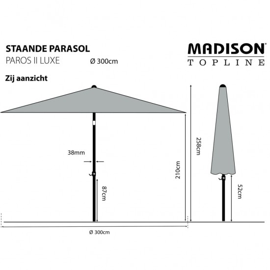 Madison Skėtis nuo saulės Paros II Luxe, safyro mėlynas, 300cm