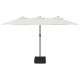 Dvigubas skėtis nuo saulės su LED, smėlio baltas, 449x245cm