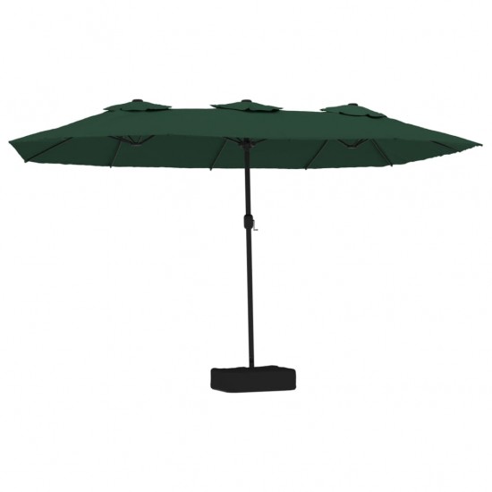Dvigubas skėtis nuo saulės su LED, žalios spalvos, 449x245cm
