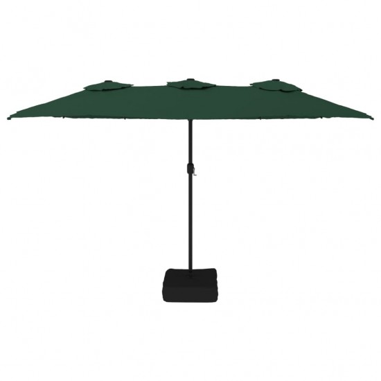 Dvigubas skėtis nuo saulės su LED, žalios spalvos, 449x245cm