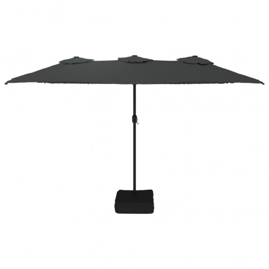 Dvigubas skėtis nuo saulės su LED, antracito spalvos, 449x245cm