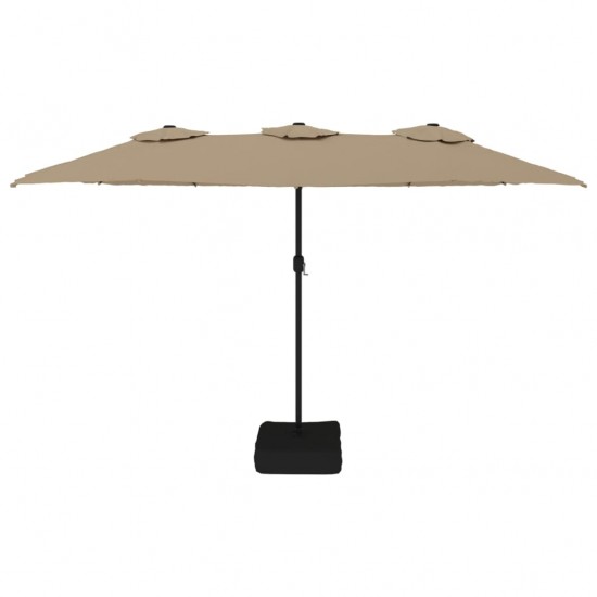 Dvigubas skėtis nuo saulės su LED, taupe spalvos, 449x245cm