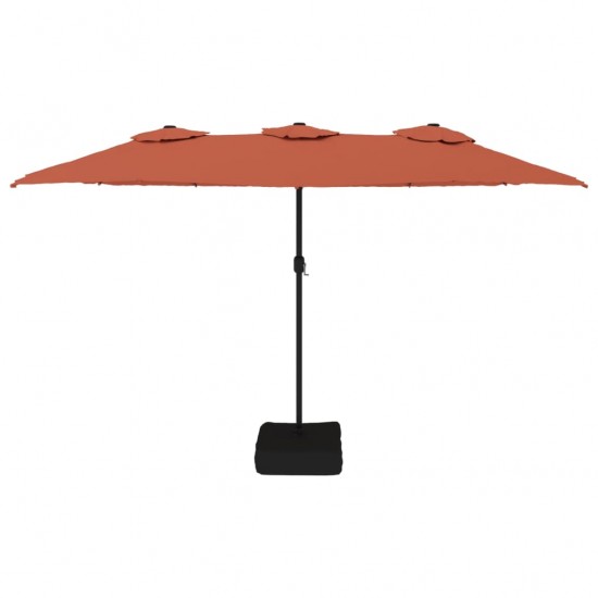 Dvigubas skėtis nuo saulės su LED, terakota spalvos, 449x245cm