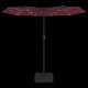 Dvigubas skėtis nuo saulės su LED, tamsiai raudonas, 316x240cm
