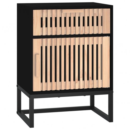Naktinė spintelė, juoda, 40x30x55,5cm, apdirbta mediena/geležis