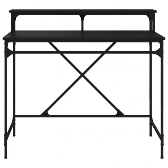 Rašomasis stalas, juodas, 100x50x90cm, apdirbta mediena/geležis