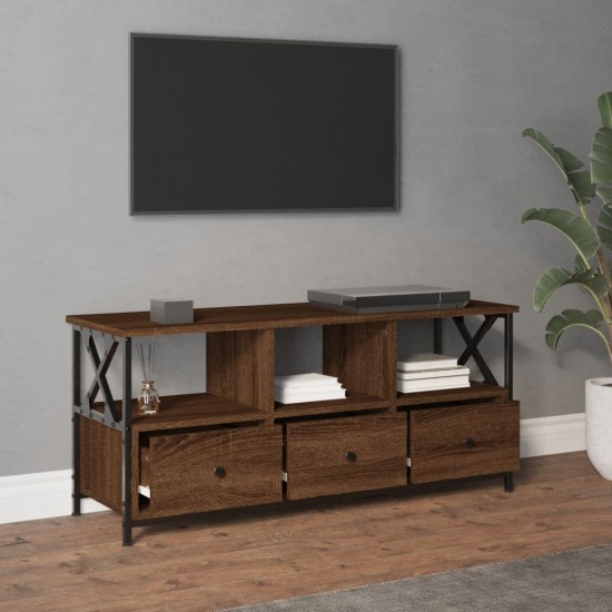 Televizoriaus spintelė, ruda, 102x33x45cm, mediena ir geležis