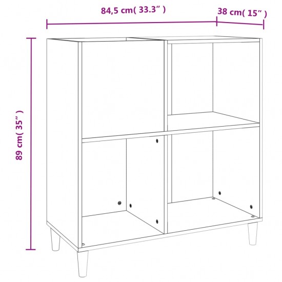 Vinilinių plokštelių spintelė, betono, 84,5x38x89cm, mediena