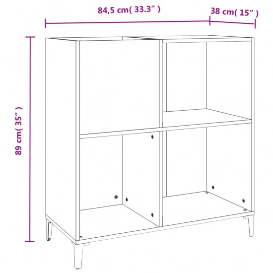 Vinilinių plokštelių spintelė, betono, 84,5x38x89cm, mediena