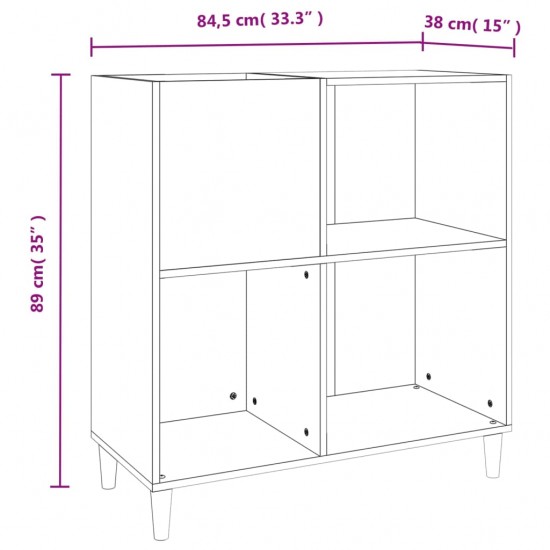 Vinilinių plokštelių spintelė, juoda, 84,5x38x89cm, mediena