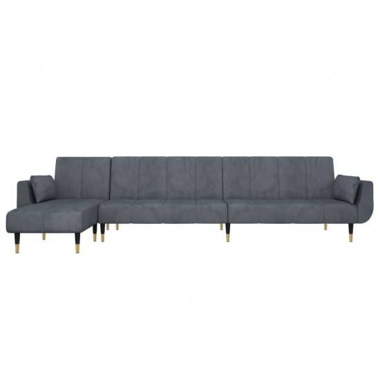 L formos sofa-lova, tamsiai pilka, 275x140x70cm, aksomas