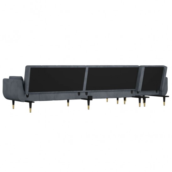 L formos sofa-lova, tamsiai pilka, 275x140x70cm, aksomas