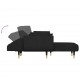 L formos sofa-lova, juodos spalvos, 275x140x70cm, aksomas