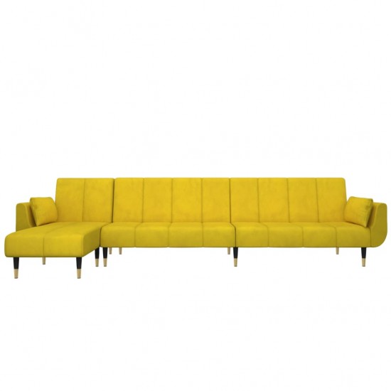 L formos sofa-lova, geltonos spalvos, 275x140x70cm, aksomas