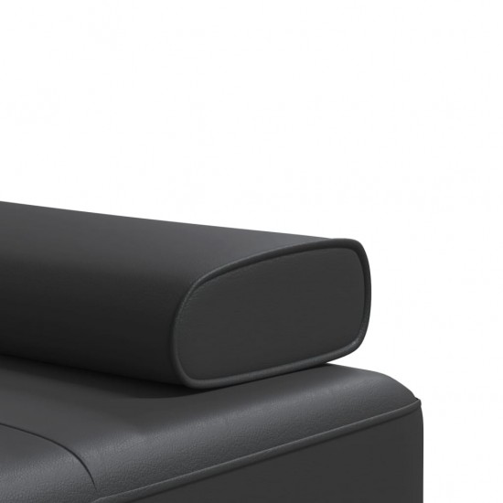 L formos sofa-lova, juodos spalvos, 255x140x70cm, dirbtinė oda