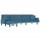 L formos sofa-lova, mėlynos spalvos, 271x140x70cm, aksomas