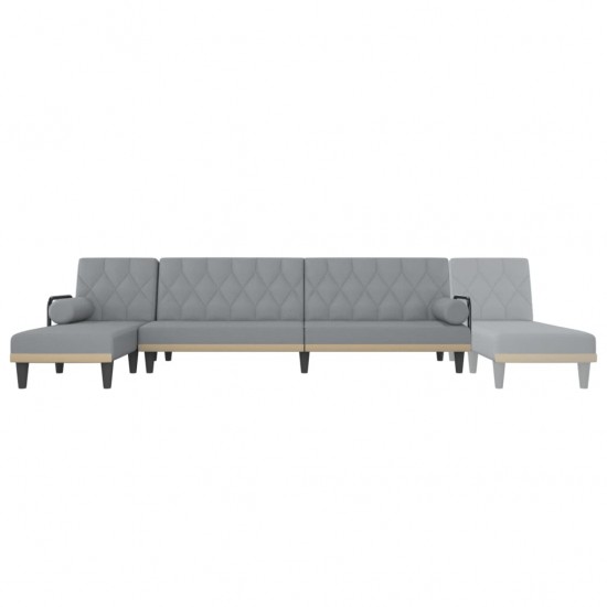 L formos sofa-lova, šviesiai pilka, 260x140x70cm, audinys