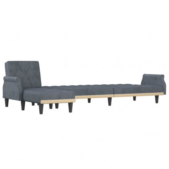 L formos sofa-lova, tamsiai pilka, 271x140x70cm, aksomas