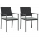 Sodo kėdės su pagalvėmis, 2vnt., juodos, 54x62,5x89cm, ratanas
