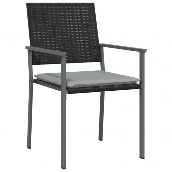 Sodo kėdės su pagalvėmis, 2vnt., juodos, 54x62,5x89cm, ratanas