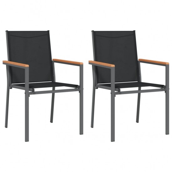 Sodo kėdės, 2vnt., juodos, 55x61,5x90cm, tekstilenas ir plienas