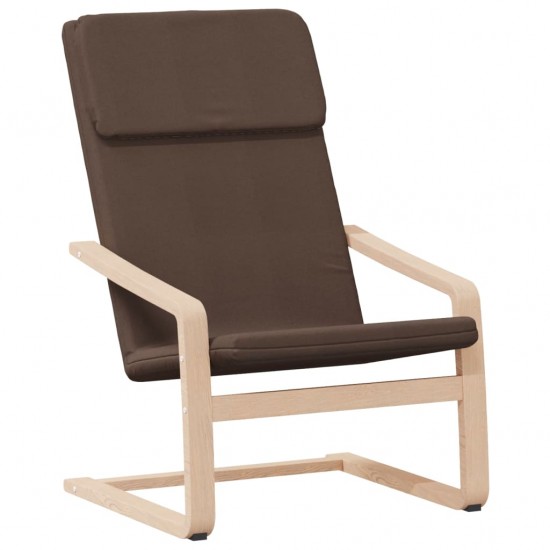 Poilsio kėdė su pakoja, tamsiai rudos spalvos, audinys
