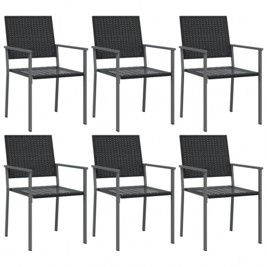 Sodo kėdės, 6vnt., juodos spalvos, 54x62,5x89cm, poliratanas