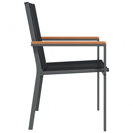 Sodo kėdės, 6vnt., juodos, 55x61,5x90cm, tekstilenas ir plienas