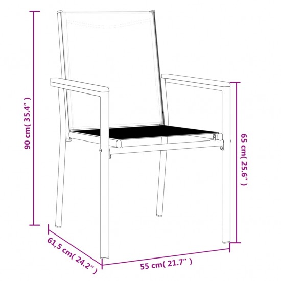 Sodo kėdės, 4vnt., juodos, 55x61,5x90cm, tekstilenas ir plienas