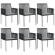 Kėdės su pagalvėmis, 6vnt., juodos, 54x60,5x83,5cm, ratanas