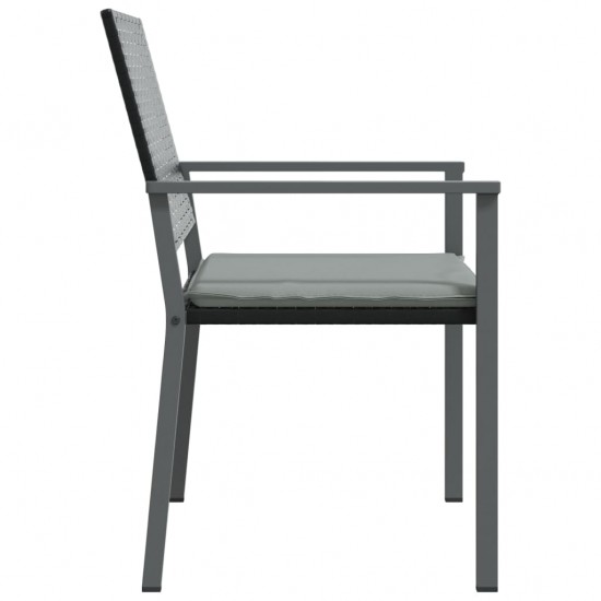 Sodo kėdės su pagalvėmis, 4vnt., juodos, 54x62,5x89cm, ratanas