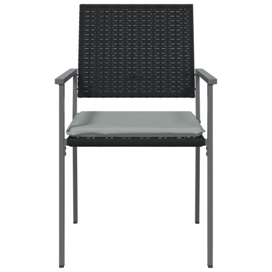 Sodo kėdės su pagalvėmis, 6vnt., juodos, 54x62,5x89cm, ratanas