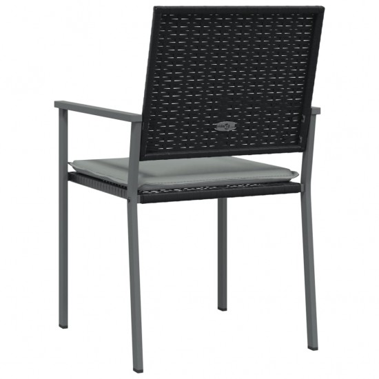 Sodo kėdės su pagalvėmis, 6vnt., juodos, 54x62,5x89cm, ratanas