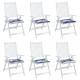 Kėdės pagalvėlės, 6vnt., mėlynos/baltos, 50x50x3cm, audinys