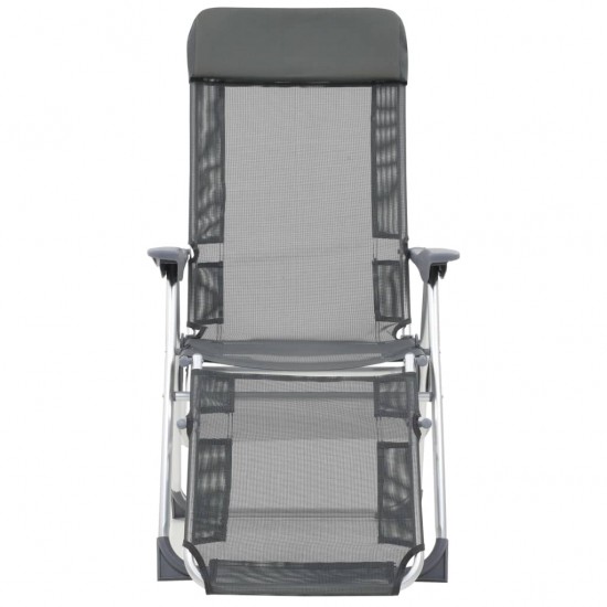 Stovyklavimo kėdės su pakojomis, 2vnt., pilkos, tekstilenas