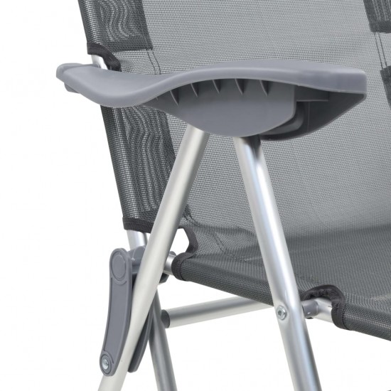 Stovyklavimo kėdės su pakojomis, 2vnt., pilkos, tekstilenas