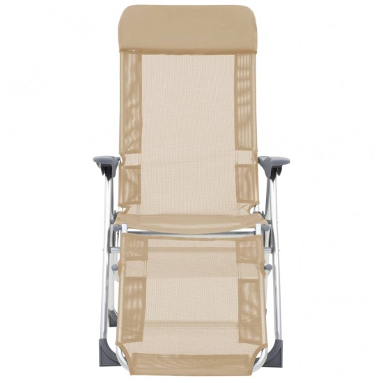 Stovyklavimo kėdės su pakojomis, 2vnt., kreminės, tekstilenas