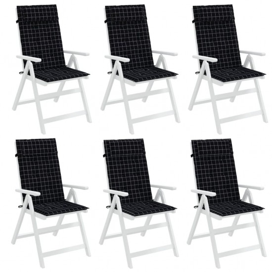 Kėdės pagalvėlės, 6vnt., oksfordo audinys, juodi langeliai