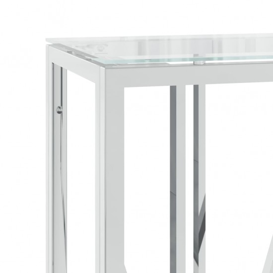 Konsolinis staliukas, 110x30x70cm, nerūdijantis plienas/stiklas