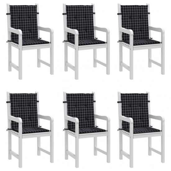 Kėdės pagalvėlės, 6vnt., audinys, su juodais langeliais