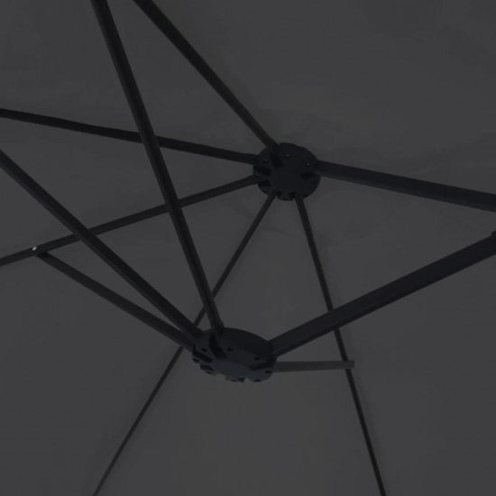 Dvigubas skėtis nuo saulės su LED, juodos spalvos, 449x245cm