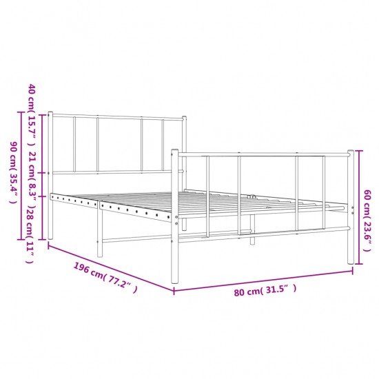 Lovos rėmas su galvūgaliu/kojūgaliu, juodas, 75x190cm, metalas