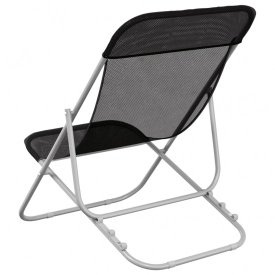Paplūdimio kėdės, 2vnt., juodos, tekstilenas ir plienas