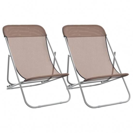 Paplūdimio kėdės, 2vnt., rudos, tekstilenas ir plienas