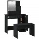 Kosmetinio staliuko su LED komplektas, juodas, apdirbta mediena