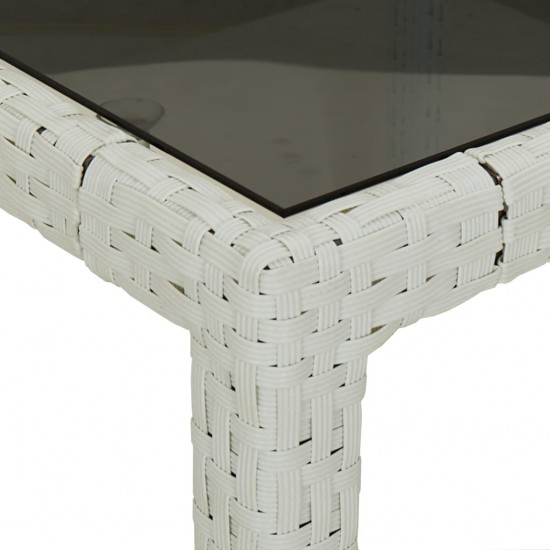 Sodo stalas, baltas, 250x100x75cm, poliratanas ir stiklas